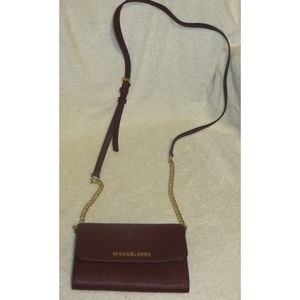 Michael Kors Burgundy Leather Crossbody Purse